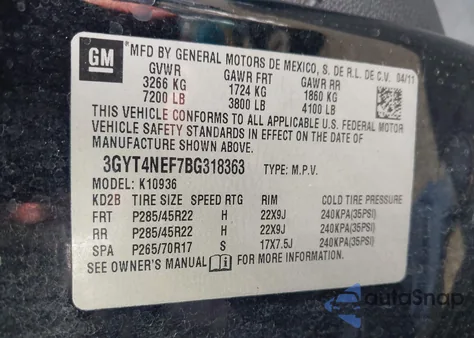 2011 Cadillac Escalade Ext Premium z USA, uszkodzony, nr VIN 3GYT4NEF7BG318363